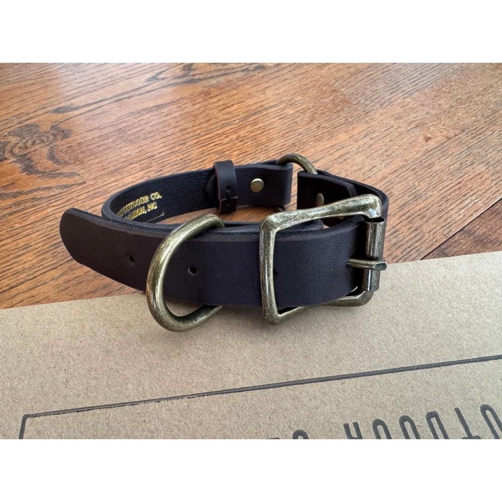 Leather Dog Collar by Timber‎ and Tide Outdoor Co. Dark Brown with Hardware USA